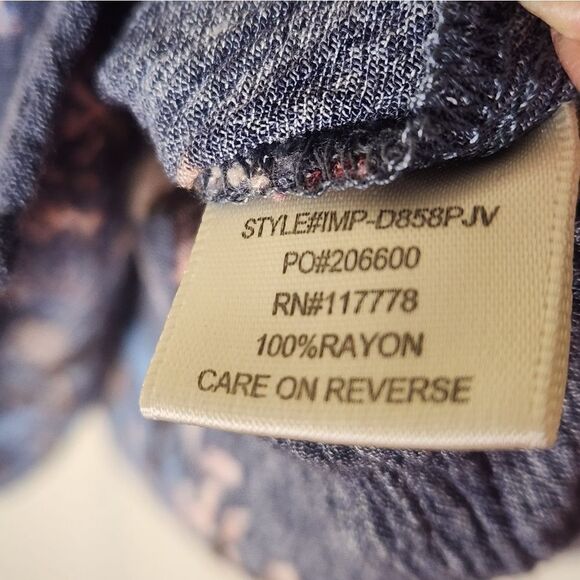 Lovestitch M Gray Lead Floral Print  Peasant Boho Lngslvs Women's Top Blouse - Picture 4 of 7